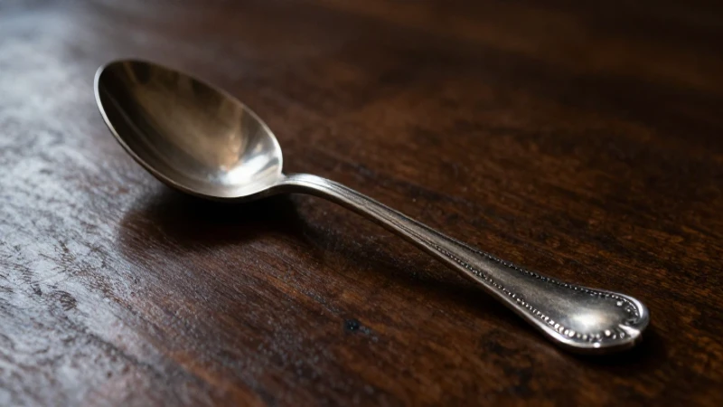 Cuchara de plata renacentista en luz dramática