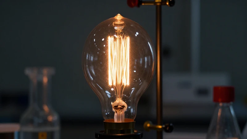 Lámpara incandescente, laboratorio, luz dramática y cercana