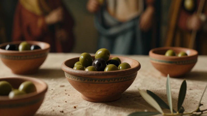 Cuál es la línea de tiempo de la historia gastronómica mundial 4 Mesas griegas antiguas con luz cálida y olivos