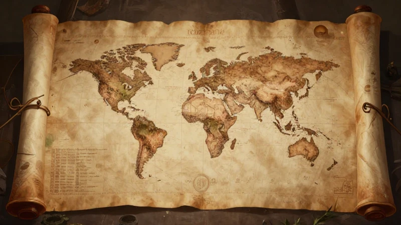 Cuál es la línea de tiempo de la Geografía y su evolución 9 Antiguo mapa proyectado con luz cinematográfica