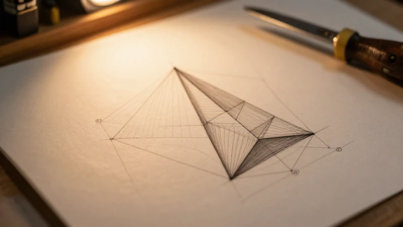 Historia de la geometría descriptiva en línea de tiempo 6 Ilustración técnica isométrica antigua, con luz cálida