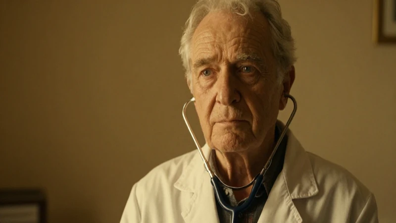 Historia de la geriatría en México: Línea del tiempo resumen 6 Retrato cálido de médico anciano con estetoscopio