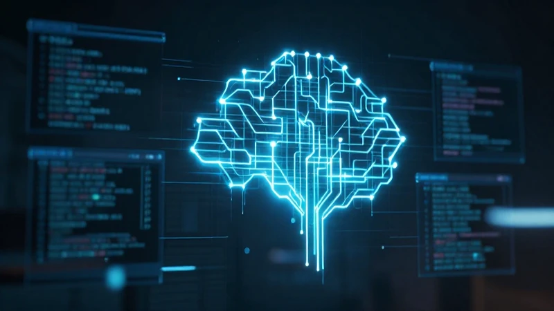 Código futurista con redes neuronales brillantes