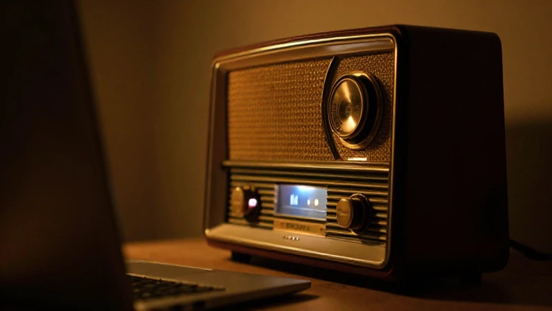 Cómo ha evolucionado la radio a lo largo del tiempo 5 Radio antigua, laptop brillante, luz cálida y suave