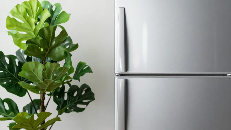 Refrigerador verde con luz suave estudiada