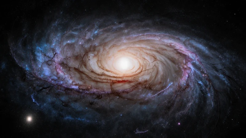 Galaxia espiral con luz volumétrica cinematográfica