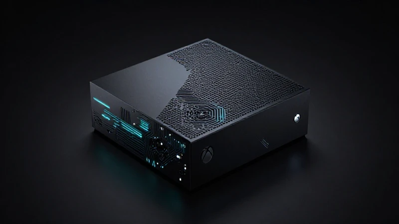 Historia de la Xbox: Evolución y Línea de Tiempo Completa 9 Consola futurista con circuitos brillantes y luz cinematográfica