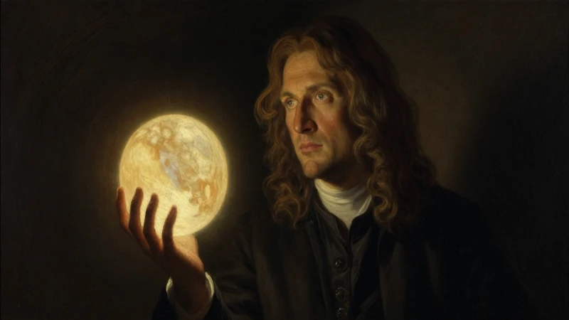 Retrato dramático de Newton, iluminado al óleo