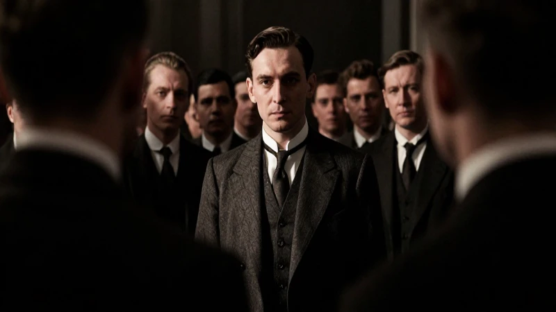 Fotografía cinematográfica de hombre elegante en multitud