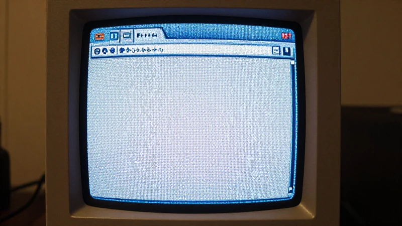Pantalla antigua con navegador pixelado