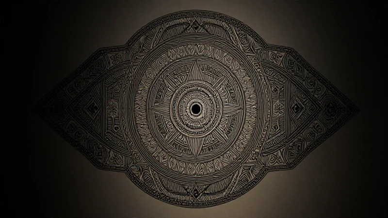 Ilustración geométrica simétrica con fuerte claroscuro