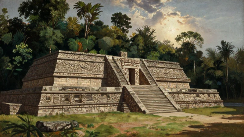 Ruinas totonacas antiguas con jungla dramática