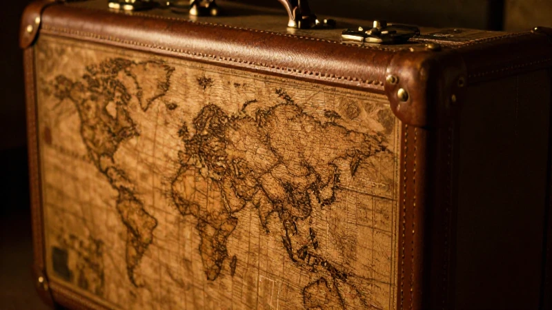 Historia de mi vida: Línea de tiempo desde que nací 7 Maleta antigua con mapa y luz cálida