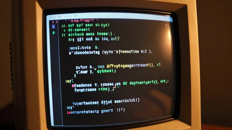 Pantalla antigua con código vintage evocador