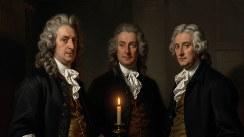 Retrato dramático de tres genios al óleo