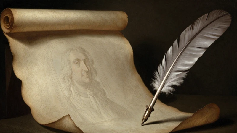 Retrato barroco de Euler con pluma y pergamino