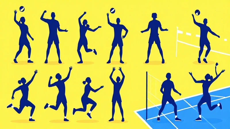Historia del voleibol: Mapa conceptual desde 1913 hasta hoy 10 Infografía retro con siluetas coloridas y alegres