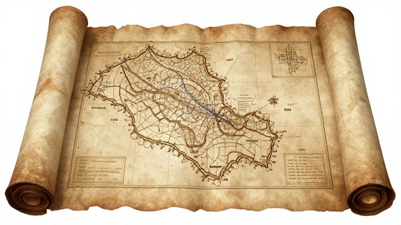 Mapa antiguo iluminado con suave luz