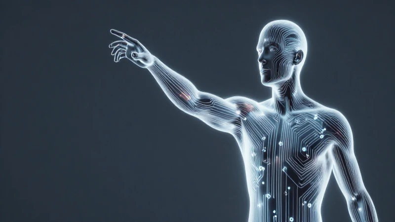 Esquema Hombre Máquina: La interacción entre humanos y tecnología 3 Figura humana abstracta con circuitos luminosos