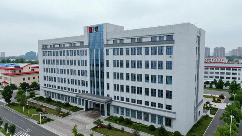Edificio hospitalario, vista aérea nublada