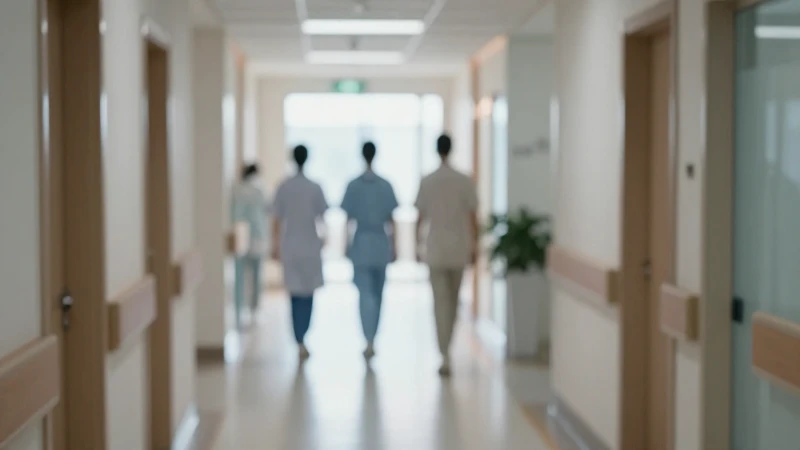 Cuál es la estructura organizativa del Hospital San Juan 3 Pasillo del hospital iluminado, borroso y cinematográfico