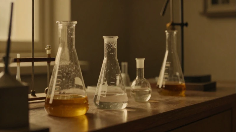 Química antigua iluminada con suave luz dorada