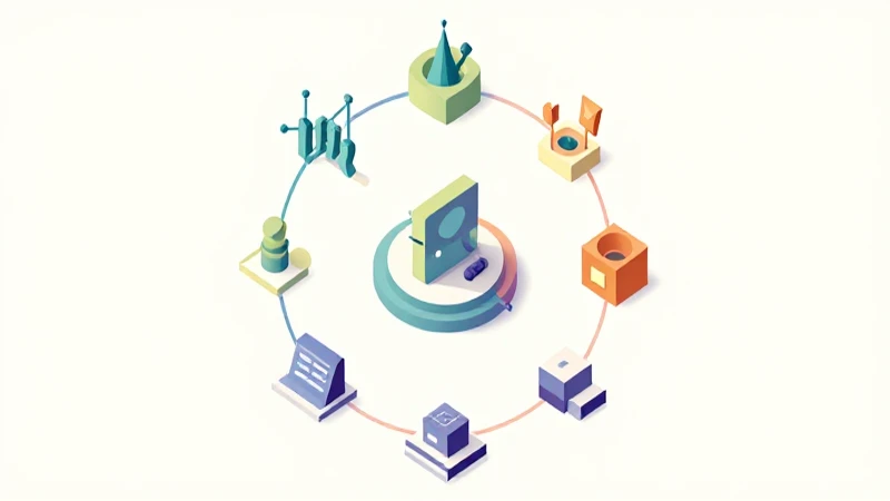 Diagrama circular con estilo artístico e isométrico