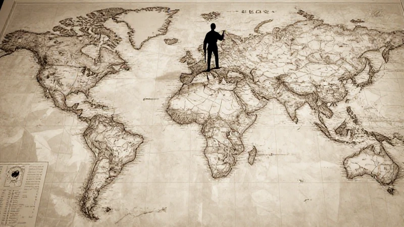Guía y un dibujo del imperialismo 5 Mapa antiguo con explorador silueteado