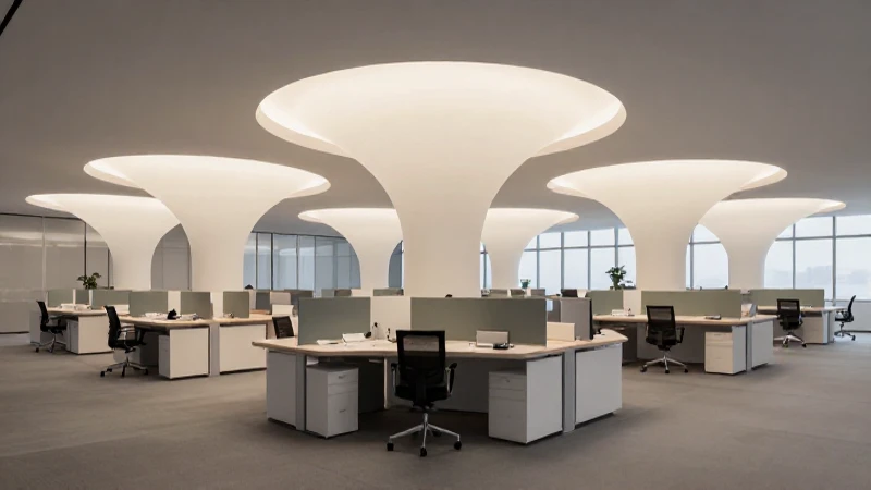 Cuál es la importancia del organigrama en una organización 4 Oficina moderna con nodos interconectados e iluminación suave