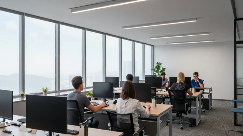 Espacio moderno, trabajo en equipo, luz suave