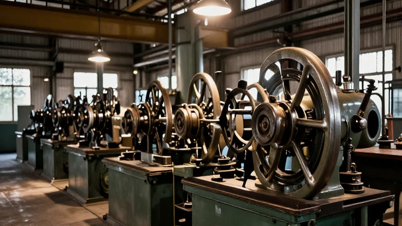 Fábrica antigua con luz cálida e industrial