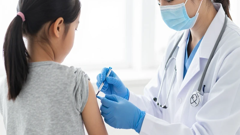 Niño vacunado por un médico atento