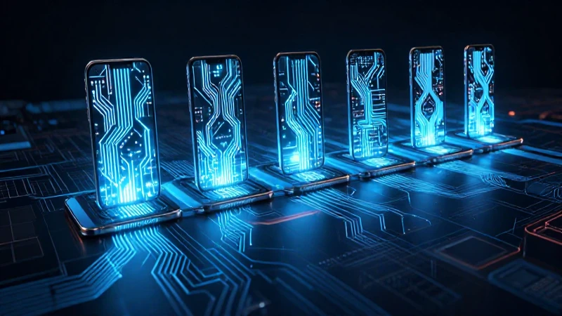 Evolución futurista del smartphone, brillante y dinámico