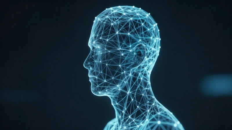 Silueta humana iluminada con red neuronal