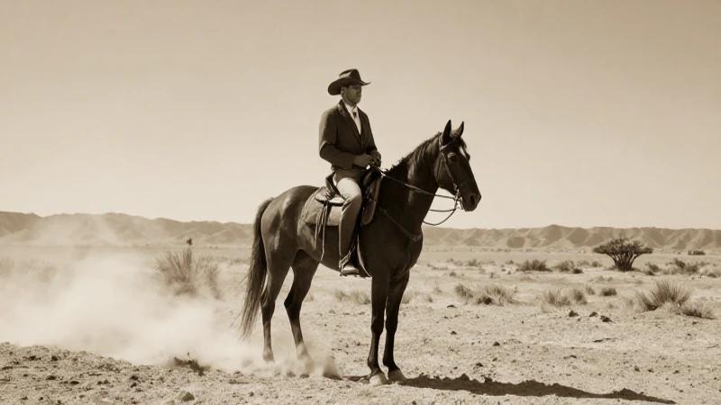 Villa cabalga en el polvoriento desierto