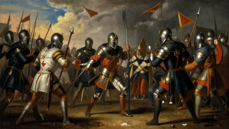 Batalla épica bajo luz dramática histórica