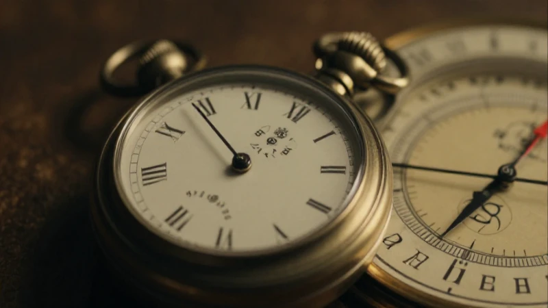Reloj antiguo bajo luz dorada cinematográfica
