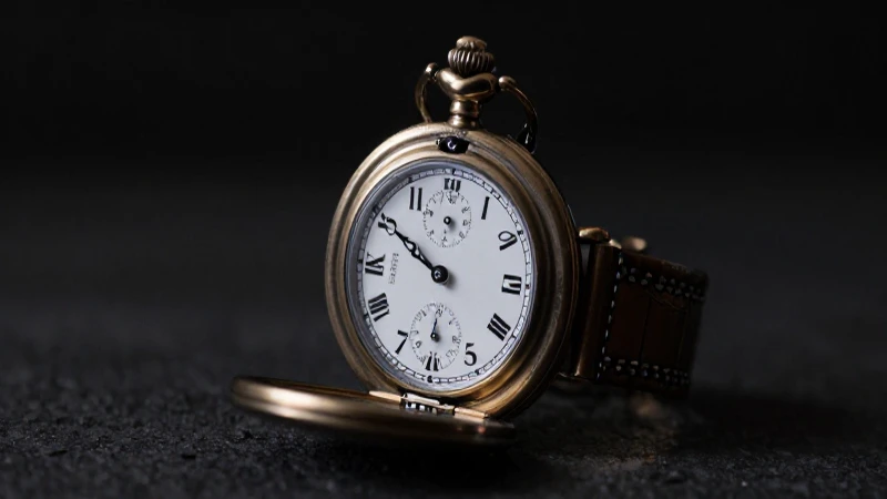 Reloj antiguo con tecnología moderna y luces cinematográficas