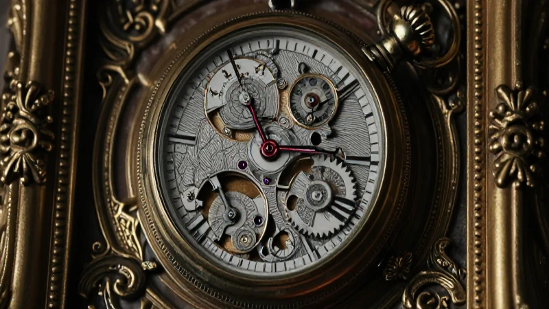 Reloj renacentista barroco con intrincado mecanismo