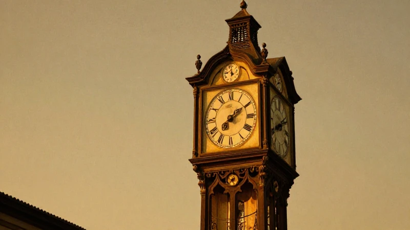 Relojes antiguos bajo luz dorada detallada
