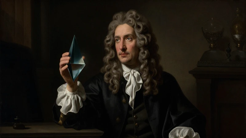 Retrato barroco de Newton con luz dramática