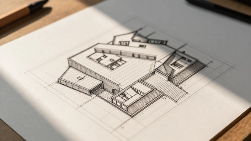 Dibujo arquitectónico isométrico con luz cálida