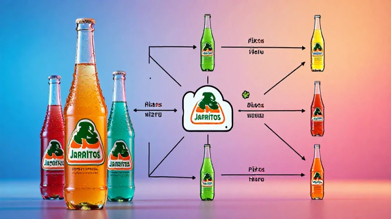 Botellas Jarrito apiladas, coloridas y dinámicas