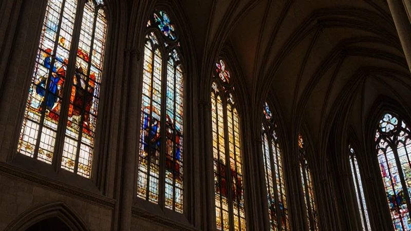 Luz dorada ilumina una catedral gótica