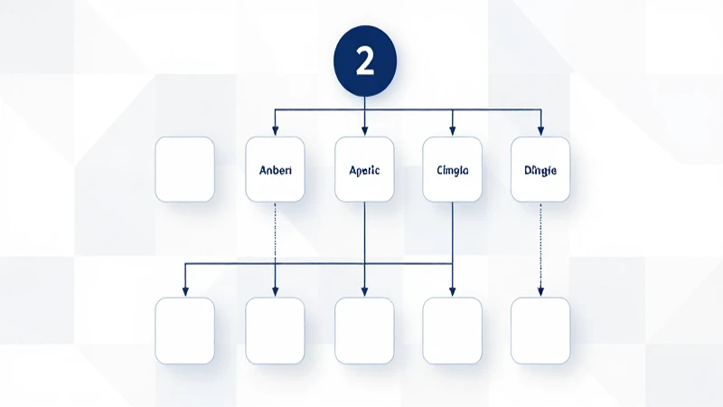 Diagrama organizacional limpio sobre fondo geométrico