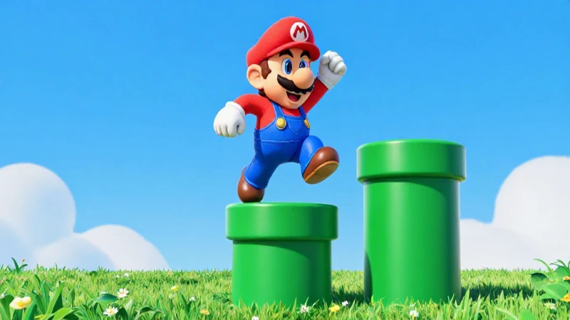 Mario salta frente a un caño verde