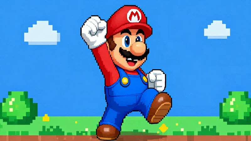 Personaje Mario, estilo retro de videojuego