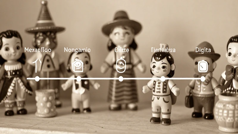 Juguetes mexicanos antiguos, nostalgia suave sepia