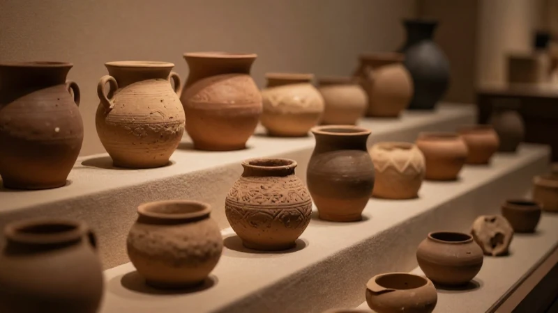 Fragmentos cerámicos antiguos en tonos tierra cálidos