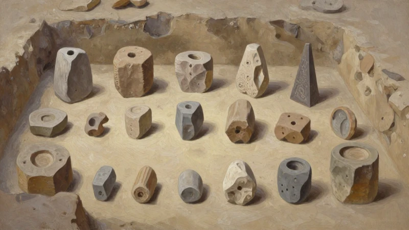 Herramientas de piedra con luz natural realista